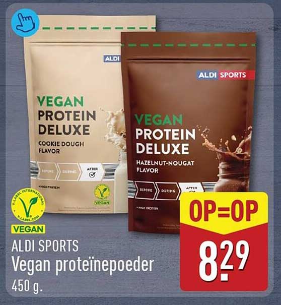 ALDI SPORTS Vegan proteïnepoeder 450 g. OP=OP