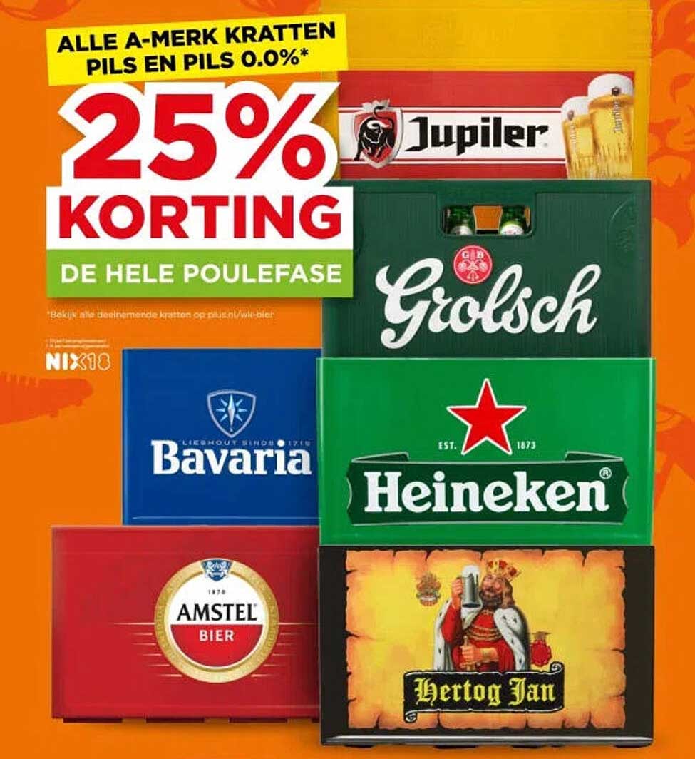 ALLE A-MERK KRATTEN PILS EN PILS 0.0%* 25% KORTING DE HELE POULEFASE