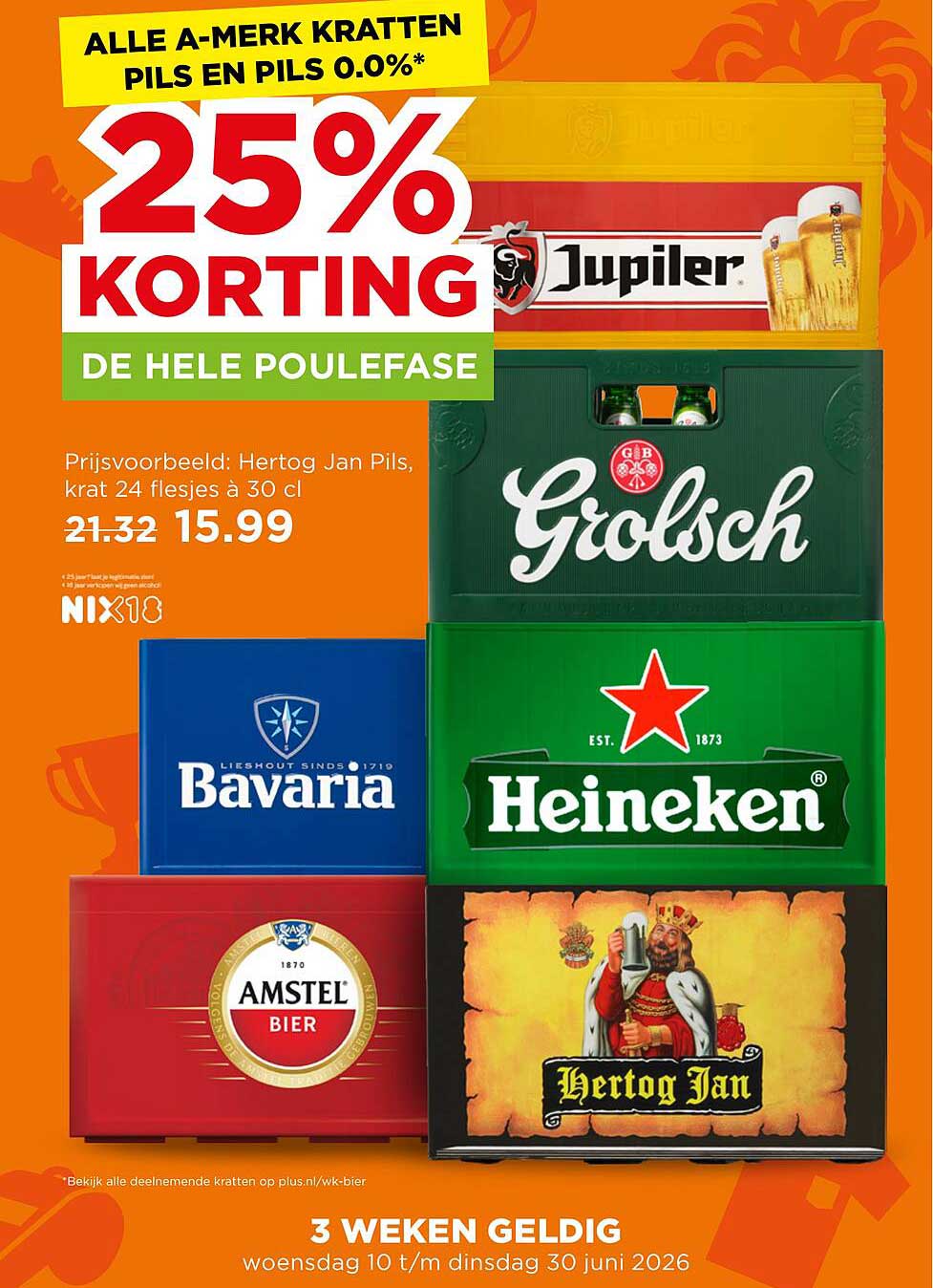 ALLE A-MERK KRATTEN PILS EN PILS 0.0%* 25% KORTING DE HELE POULEFASE