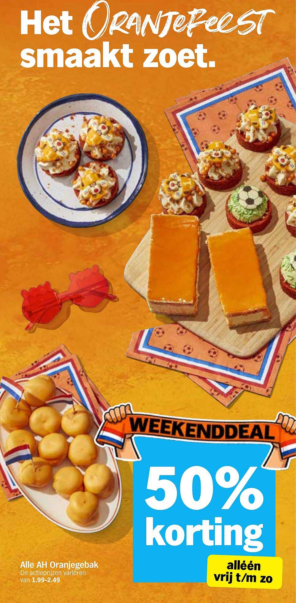Alle AH Oranjegebak 50% korting alléén vrij t/m zo