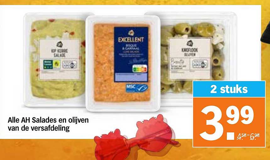 Alle AH Salades en olijven van de versafdeling 2 stuks