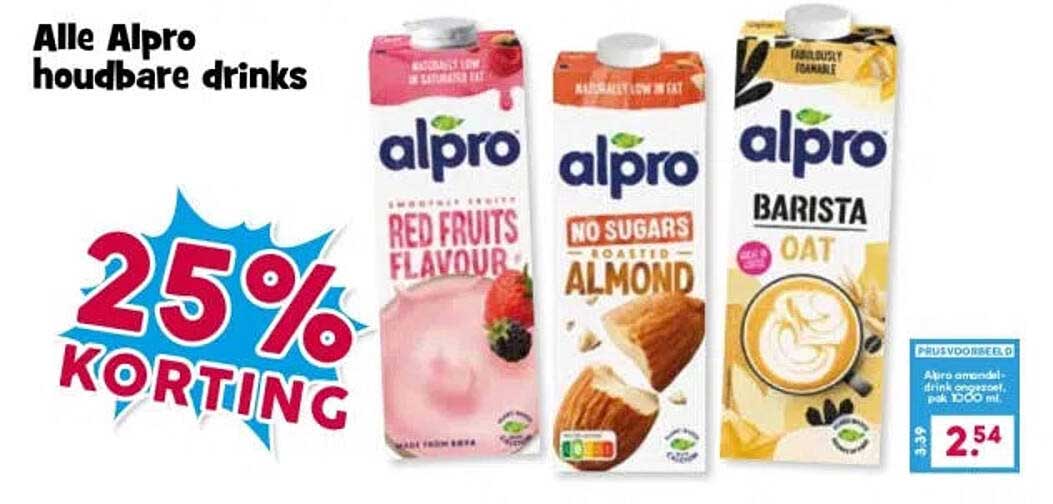 Alle Alpro houdbare drinks 25% KORTING
