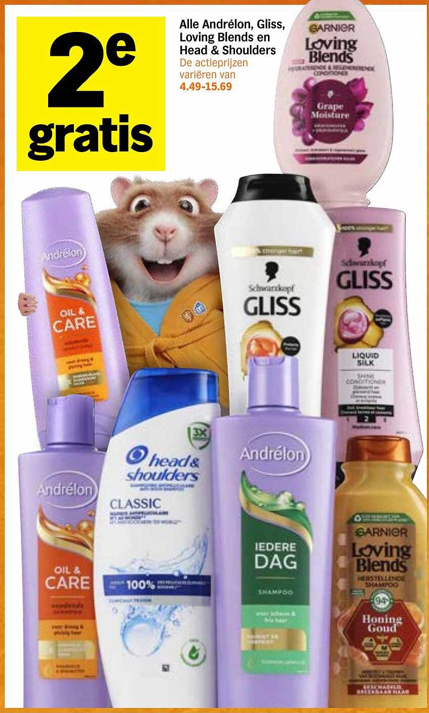 Alle Andrélon, Gliss, Loving Blends en Head & Shoulders 2e gratis