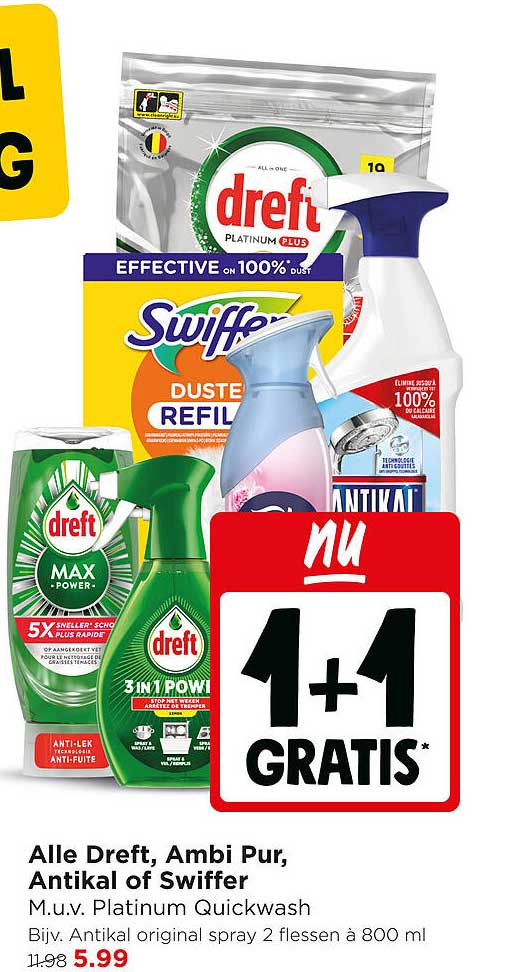 Alle Dreft, Ambi Pur, Antikal of Swiffer 1+1 gratis