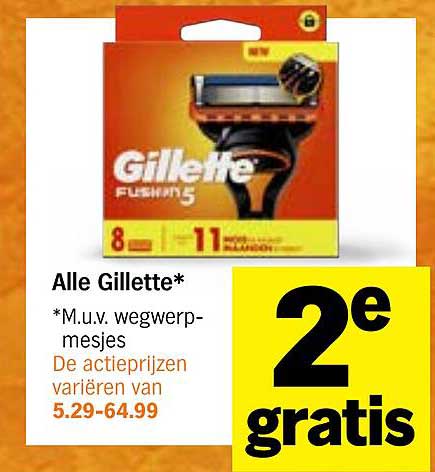 Alle Gillette* 2e gratis