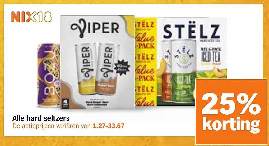 Alle hard seltzers 25% korting