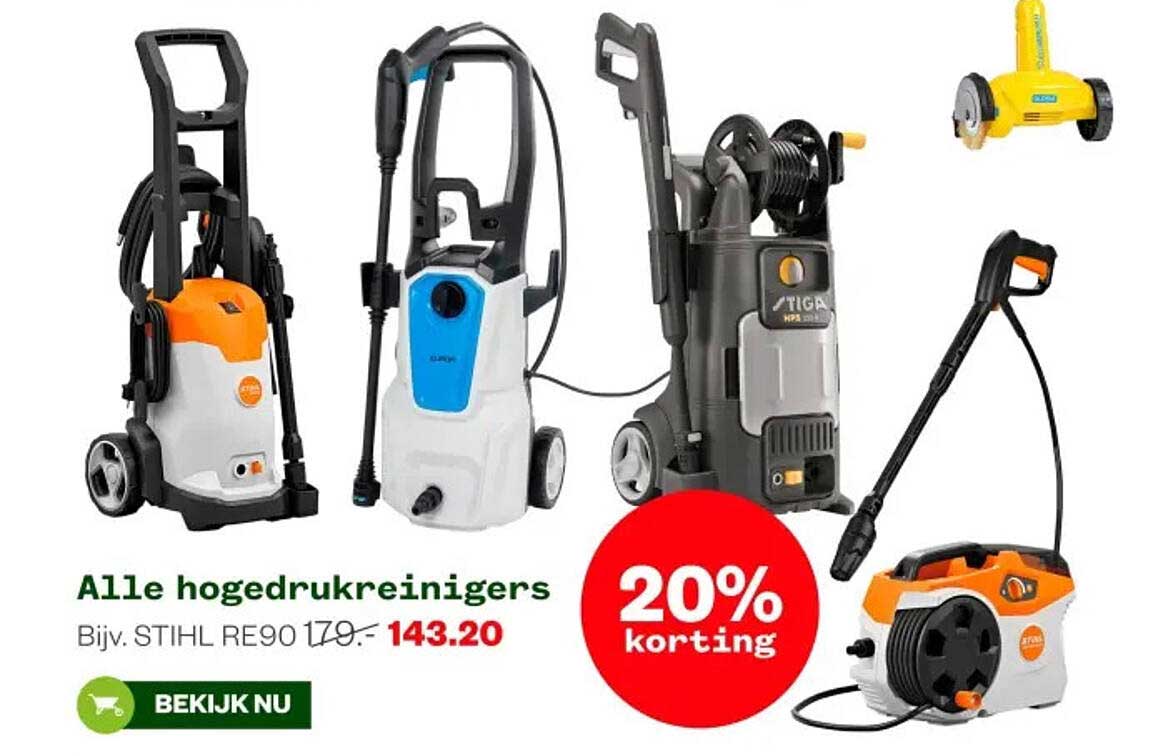 Alle hogedrukreinigers 20% korting