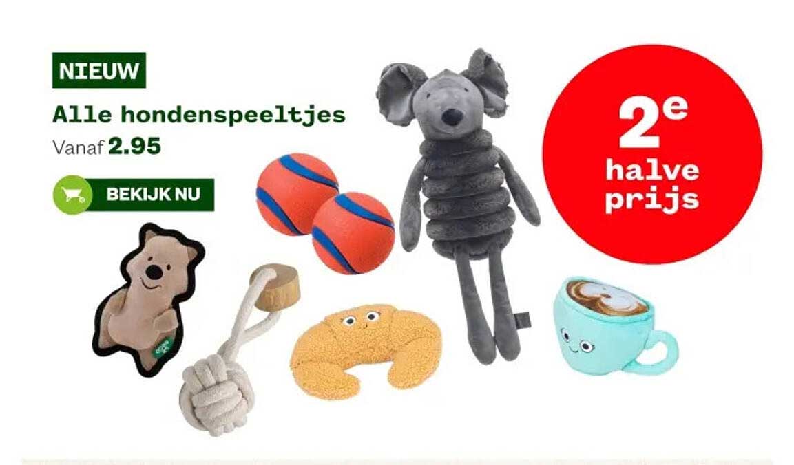 Alle hondenspeeltjes 2e halve prijs