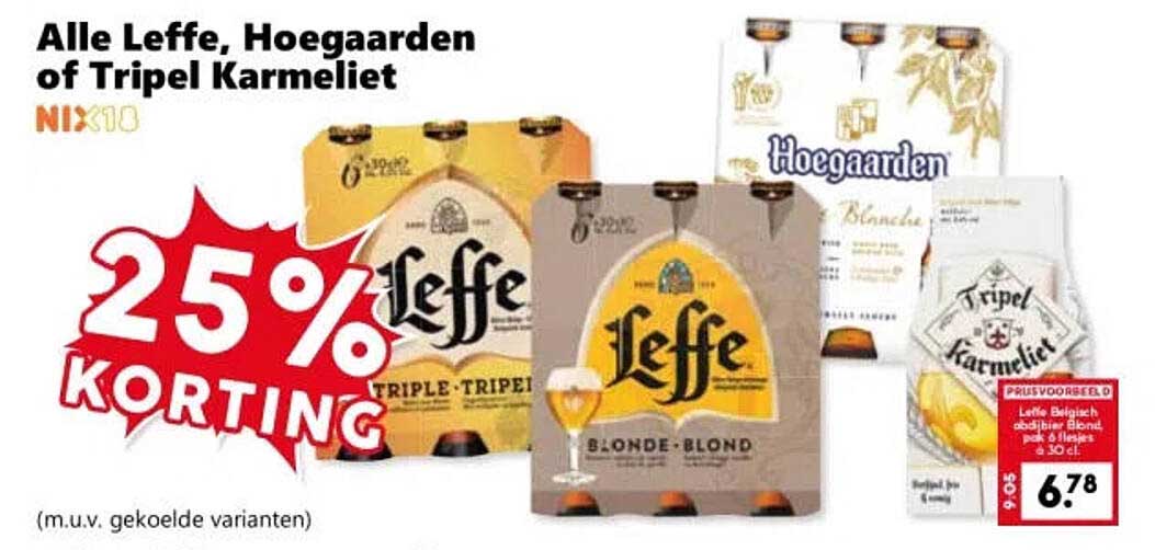 Alle Leffe, Hoegaarden of Tripel Karmeliet 25% KORTING
