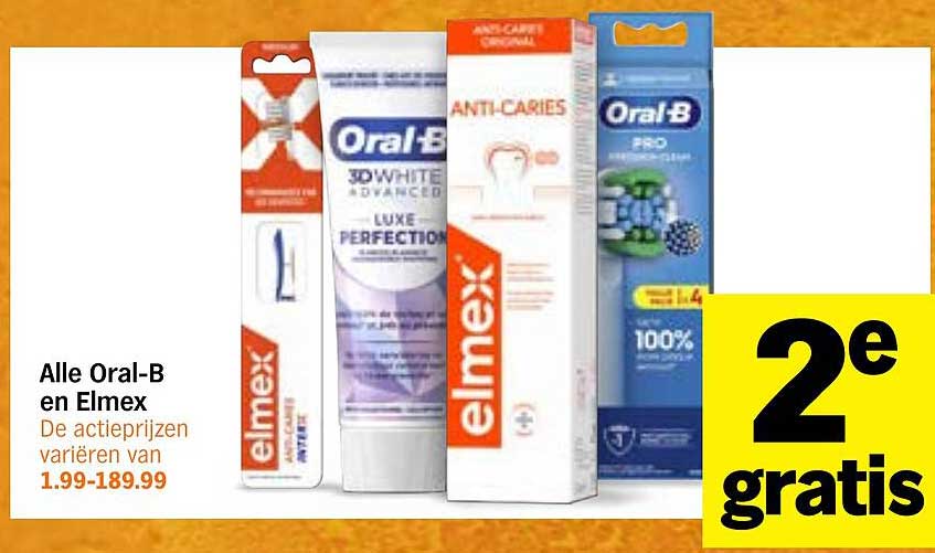 Alle Oral-B en Elmex 2e gratis