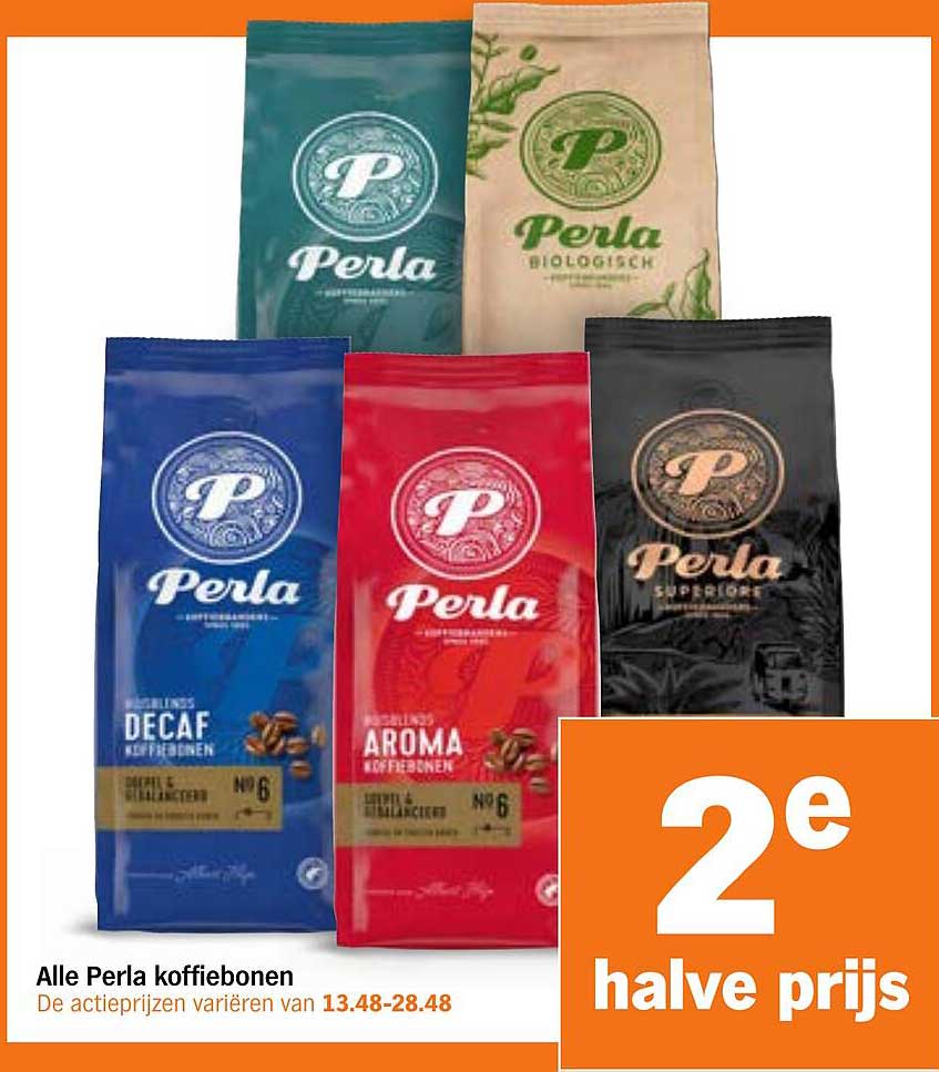 Alle Perla koffiebonen 2e halve prijs