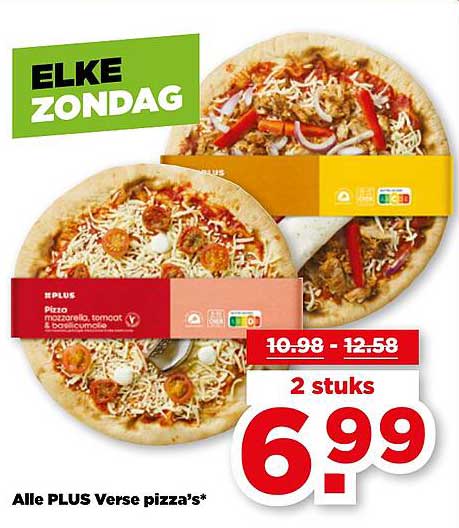 ALLE PLUS Verse pizza’s* 2 stuks