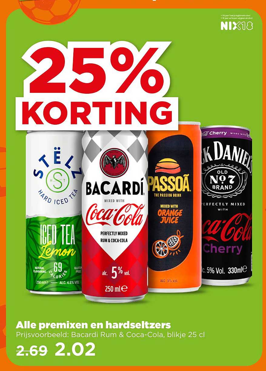Alle premixen en hard seltzers 25% korting