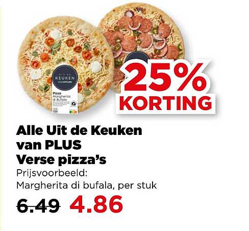 Alle Uit de Keuken van PLUS Verse pizza’s 25% KORTING