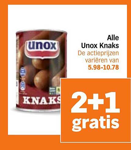 Alle Unox Knaks 2+1 gratis