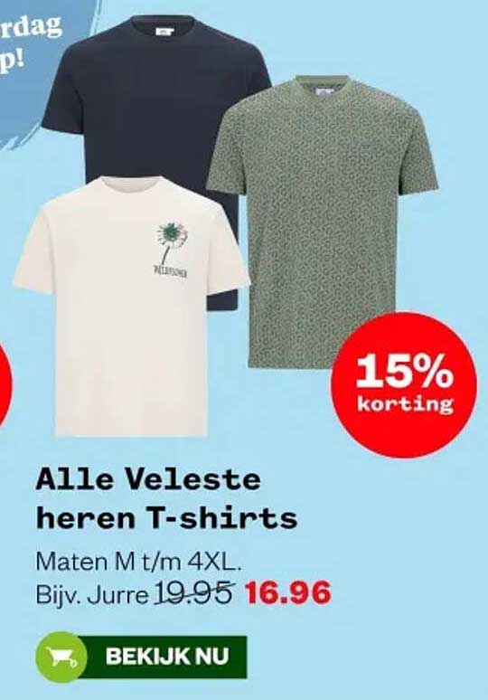 Alle VeLeste heren T-shirts 15% korting