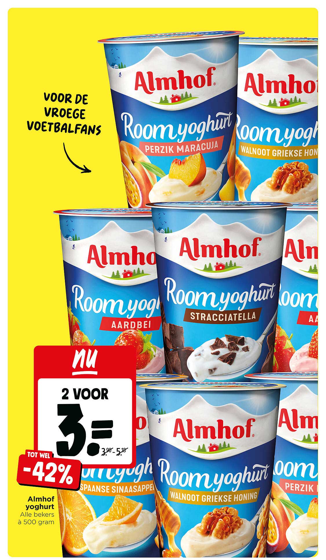 Almhof yoghurt alle bekers à 500 gram 2 voor