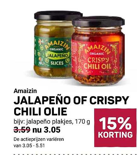 Amazin JALAPEÑO OF CRISPY CHILI OLIE 15% KORTING