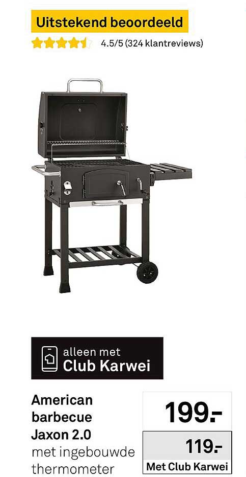American barbecue Jaxon 2.0 met ingebouwde thermometer