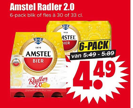 Amstel Radler 2.0 6-pack blik of fles à 30 of 33 cl. 6-PACK