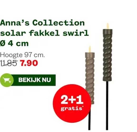 Anna's Collection solar fakkel swirl Ø 4 cm 2+1 gratis