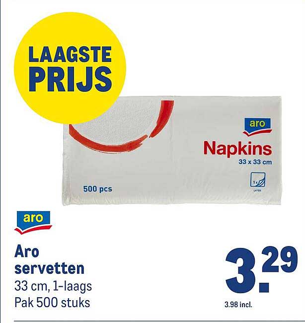 Aro servetten 33 cm, 1-laags Pak 500 stuks
