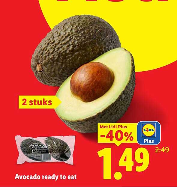 Avocado ready to eat 2 stuks Met Lidl Plus -40%