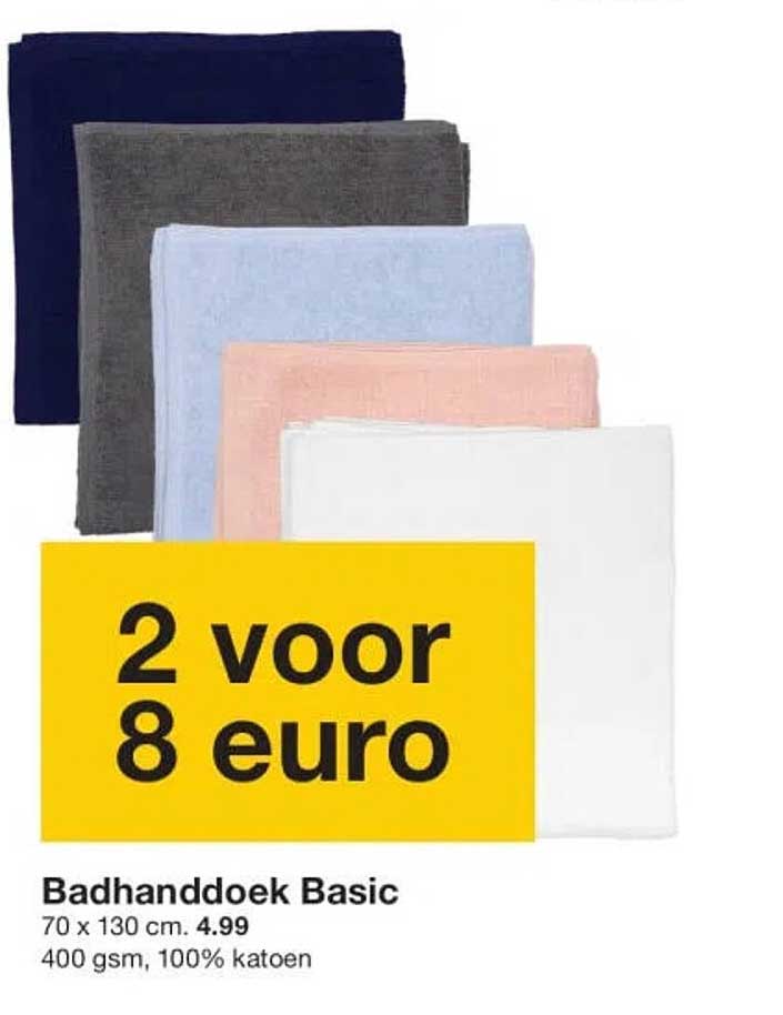 Baddhanddoek Basic 2 voor 8 euro