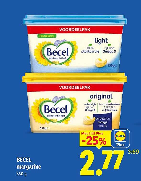 Becel margarine 550 g Met Lidl Plus -25%