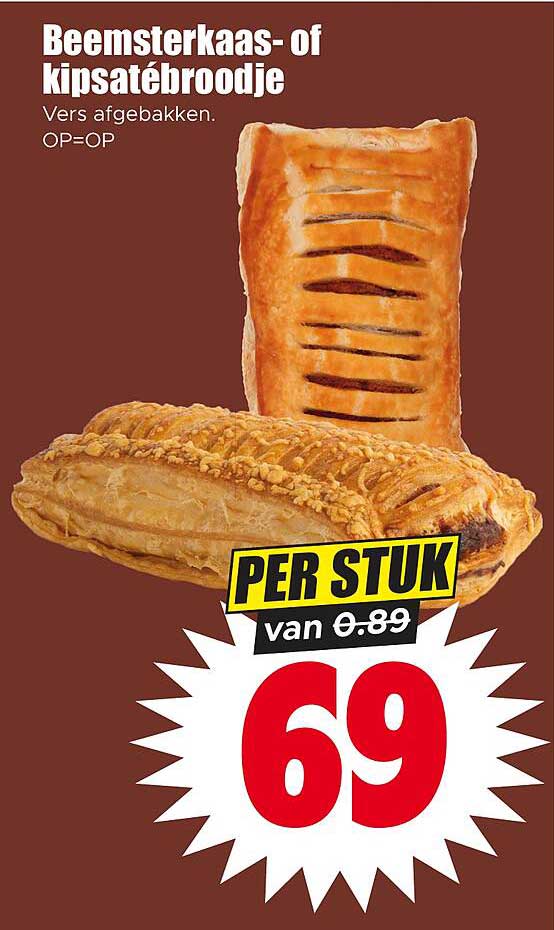 Beemsterkaas- of kipsatébroodje Vers afgebakken. OP=OP