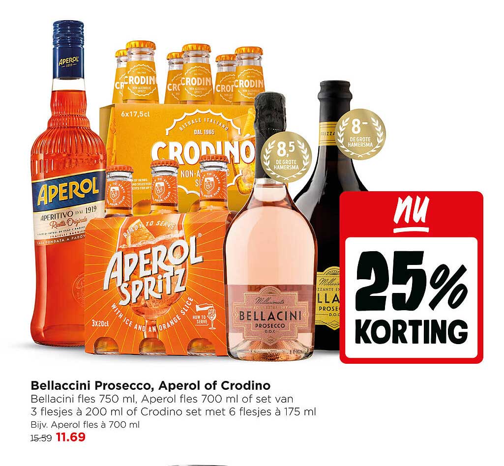 Bellacini Prosecco, Aperol of Crodino 25% KORTING