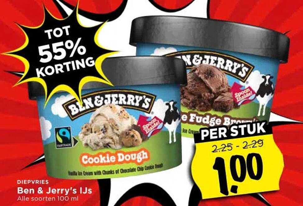 Ben & Jerry's IJs Alle soorten 100 ml PER STUK