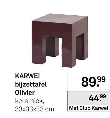 bijzettafel Olivier keramiek, 33x33x33 cm