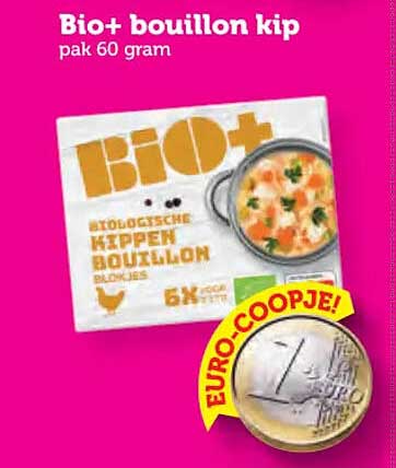 Bio+ bouillon kip pak 60 gram EURO-COOPJE!