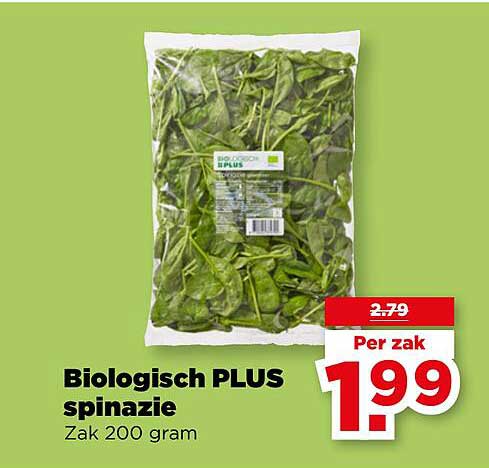 Biologisch PLUS spinazie Zak 200 gram