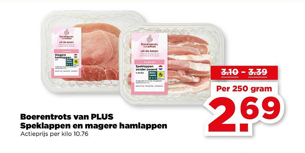 Boerentrots van PLUS Speklappen en magere hamlappen