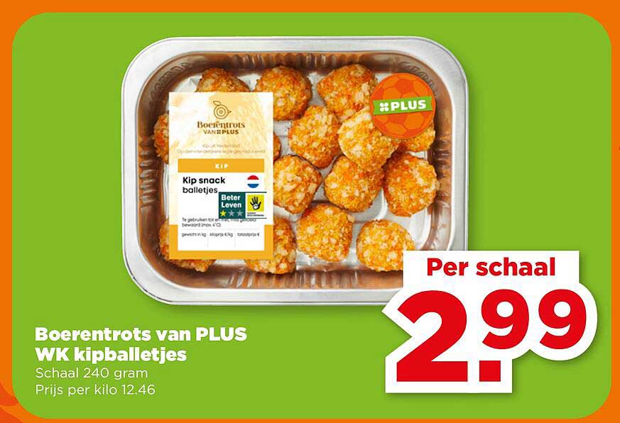 Boerentrots van PLUS WK kipballetjes