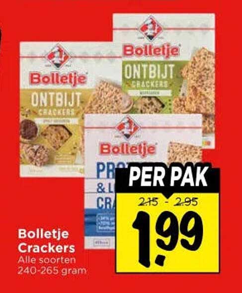 Bolletje Crackers Alle soorten 240-265 gram PER PAK