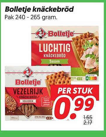 Bolletje knäckebröd Pak 240 - 265 gram