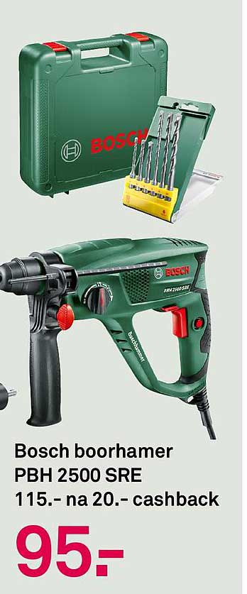 Bosch boorhamer PBH 2500 SRE 115.- na 20.- cashback
