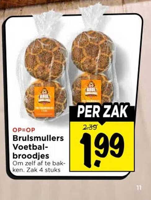 Brulsmullers Voetbalbroodjes - Op=Op per zak