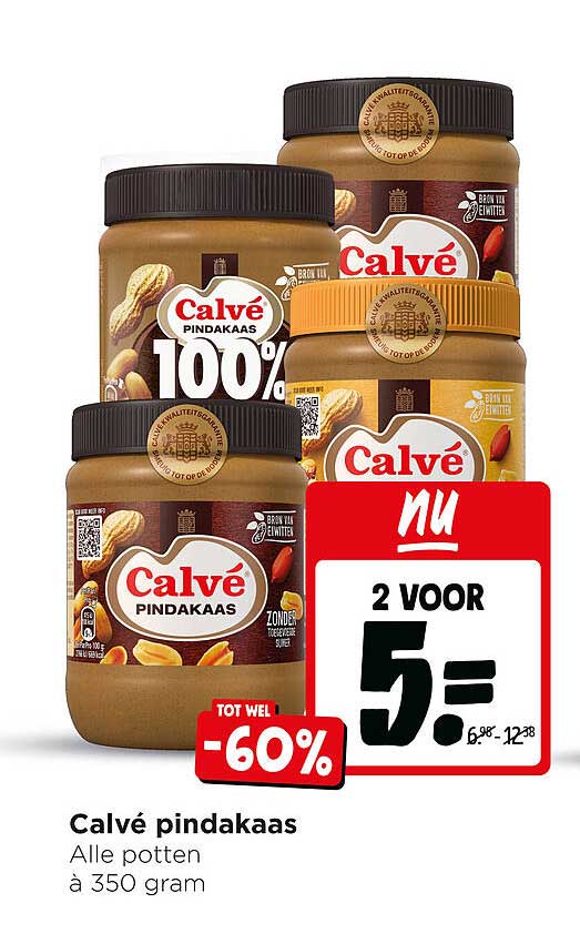 Calvé pindakaas 2 VOOR 5=
