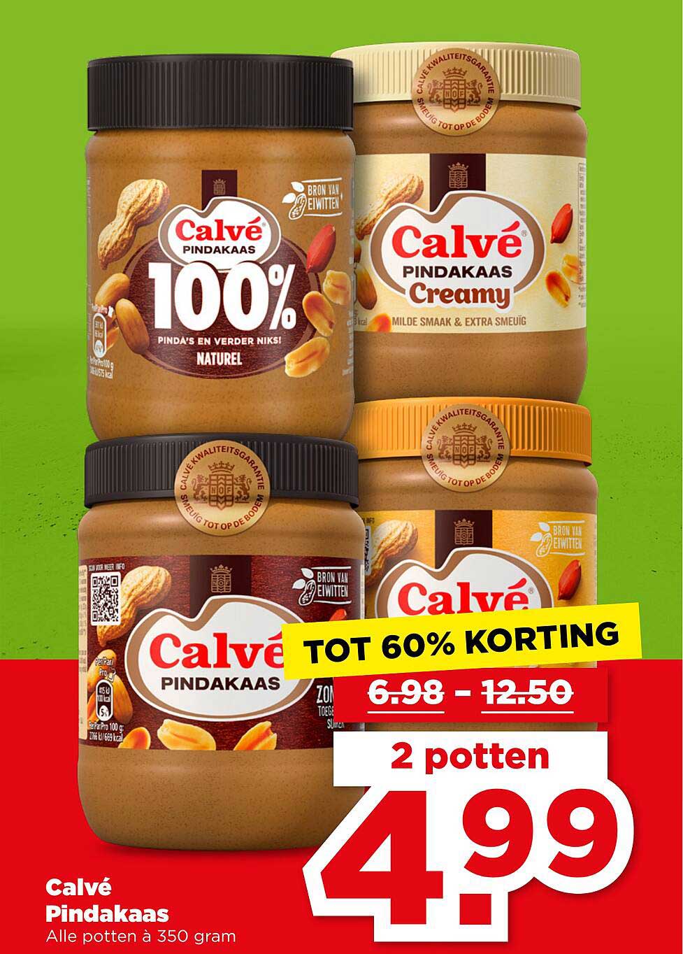 Calvé Pindakaas Alle potten à 350 gram TOT 60% KORTING 2 potten