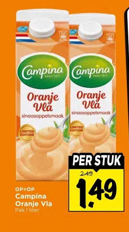 Campina Oranje Vla sinaasappelsmaak