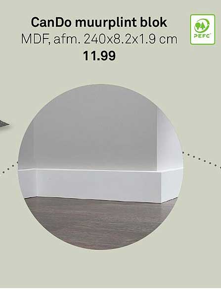 CanDo muurplint blok MDF, afm. 240x8.2x1.9 cm
