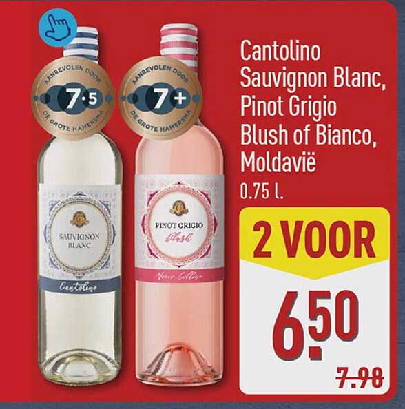 Cantolino Sauvignon Blanc, Pinot Grigio Blush of Bianco, Moldavië 0.75 l. 2 VOOR