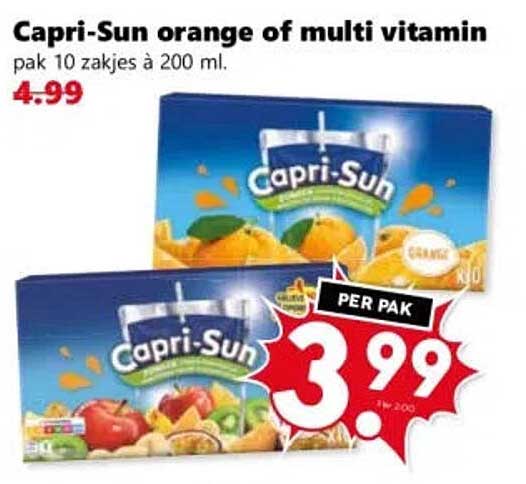 Capri-Sun orange of multi vitamin pak 10 zakjes à 200 ml.
