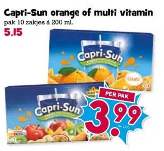 Capri-Sun orange of multi vitamin pak 10 zakjes à 200 ml.