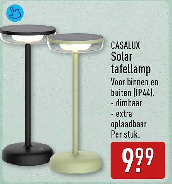 CASALUX Solar tafellamp Voor binnen en buiten (IP44). - dimbaar - extra oplaadbaar Per stuk.