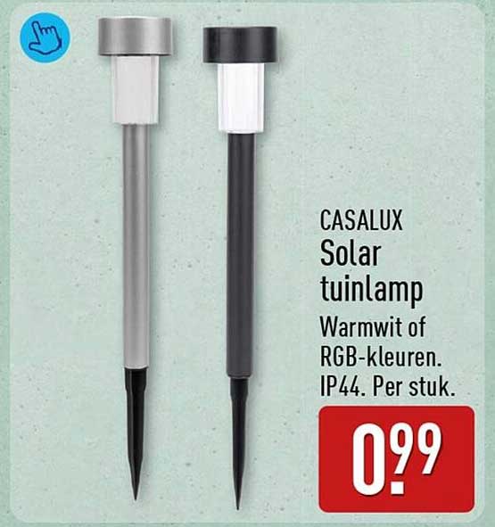 CASALUX Solar tuinlamp Warmwit of RGB-kleuren. IP44. Per stuk.
